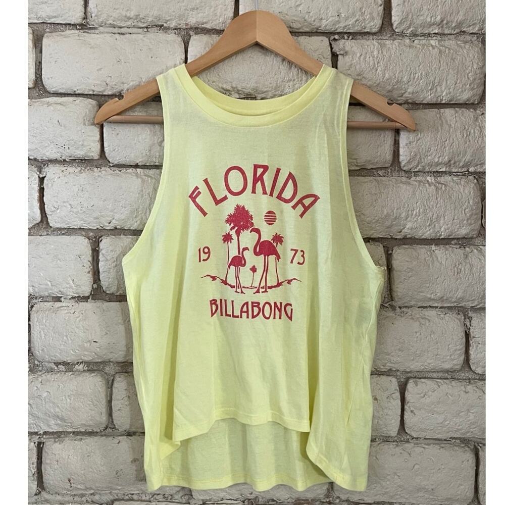 Billabong Florida 1973 Graphic Tank Top -‎ Pale Yellow - Size XS